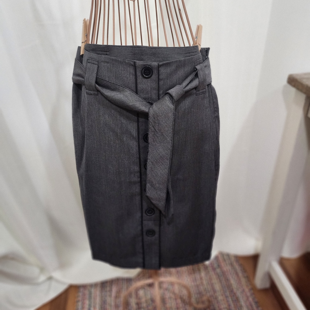 Charlotte Russe Dark Gray Pencil Skirt with Belt